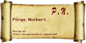 Pörge Norbert névjegykártya